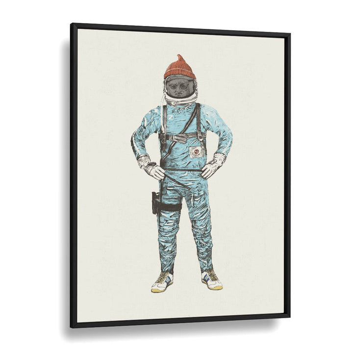 Zissou In Space By Florent Bodart Astronaut & Nasa Paintings, Space Art Prints Artwork in Black Plain Frame
