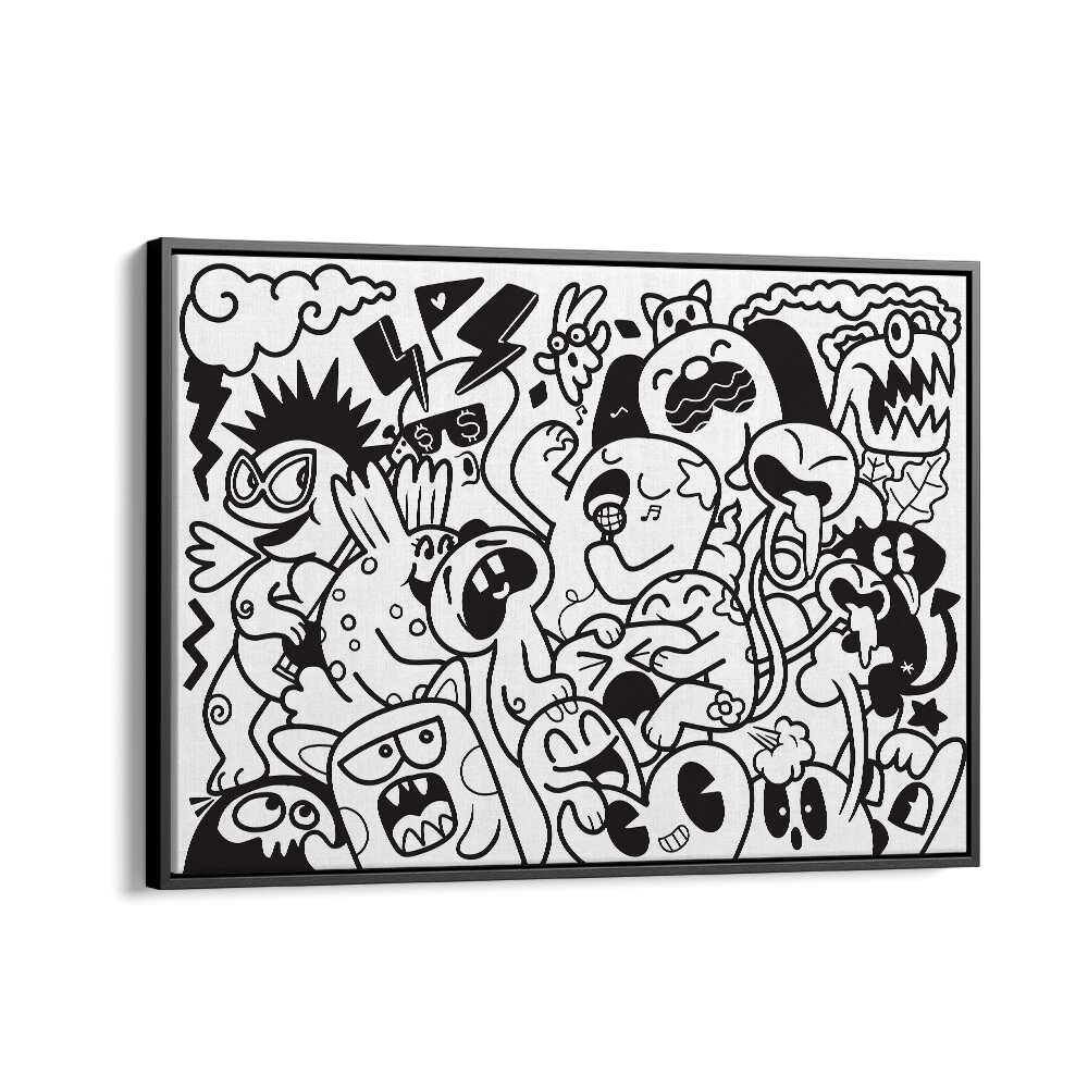 Zoodle Zoo Doodle Art Artwork in Black Floater Frame