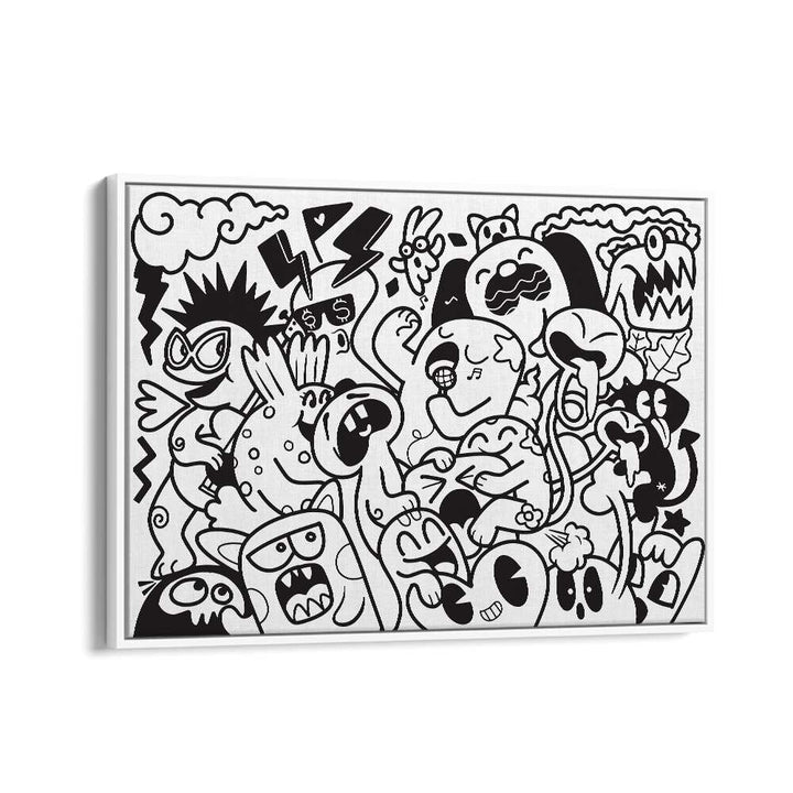 Zoodle Zoo Doodle Art Artwork in White Floater Frame