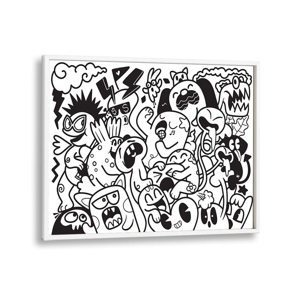 Zoodle Zoo Doodle Art Artwork in White Plain Frame