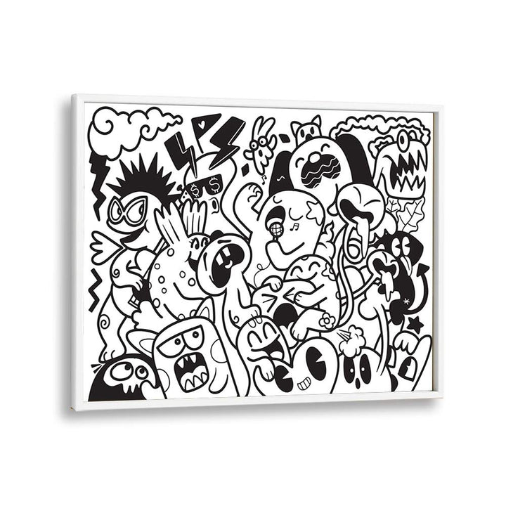 Zoodle Zoo Doodle Art Artwork in White Plain Frame