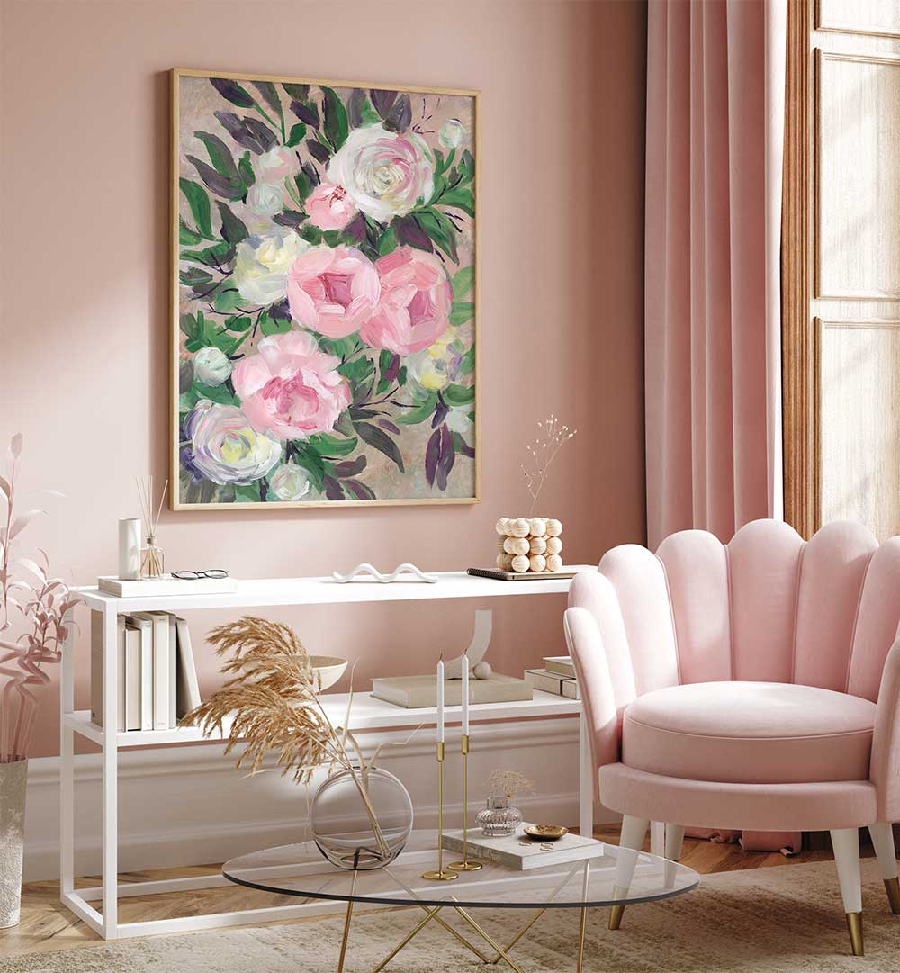 ZOYE PAINTERLY BOUQUET , FLORAL FLOWER PAINTINGS