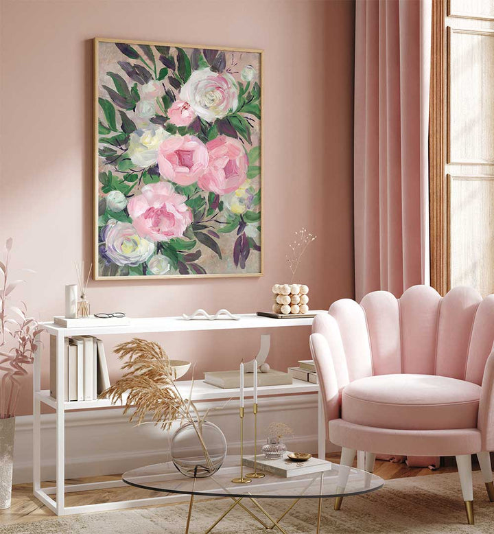 ZOYE PAINTERLY BOUQUET , FLORAL FLOWER PAINTINGS