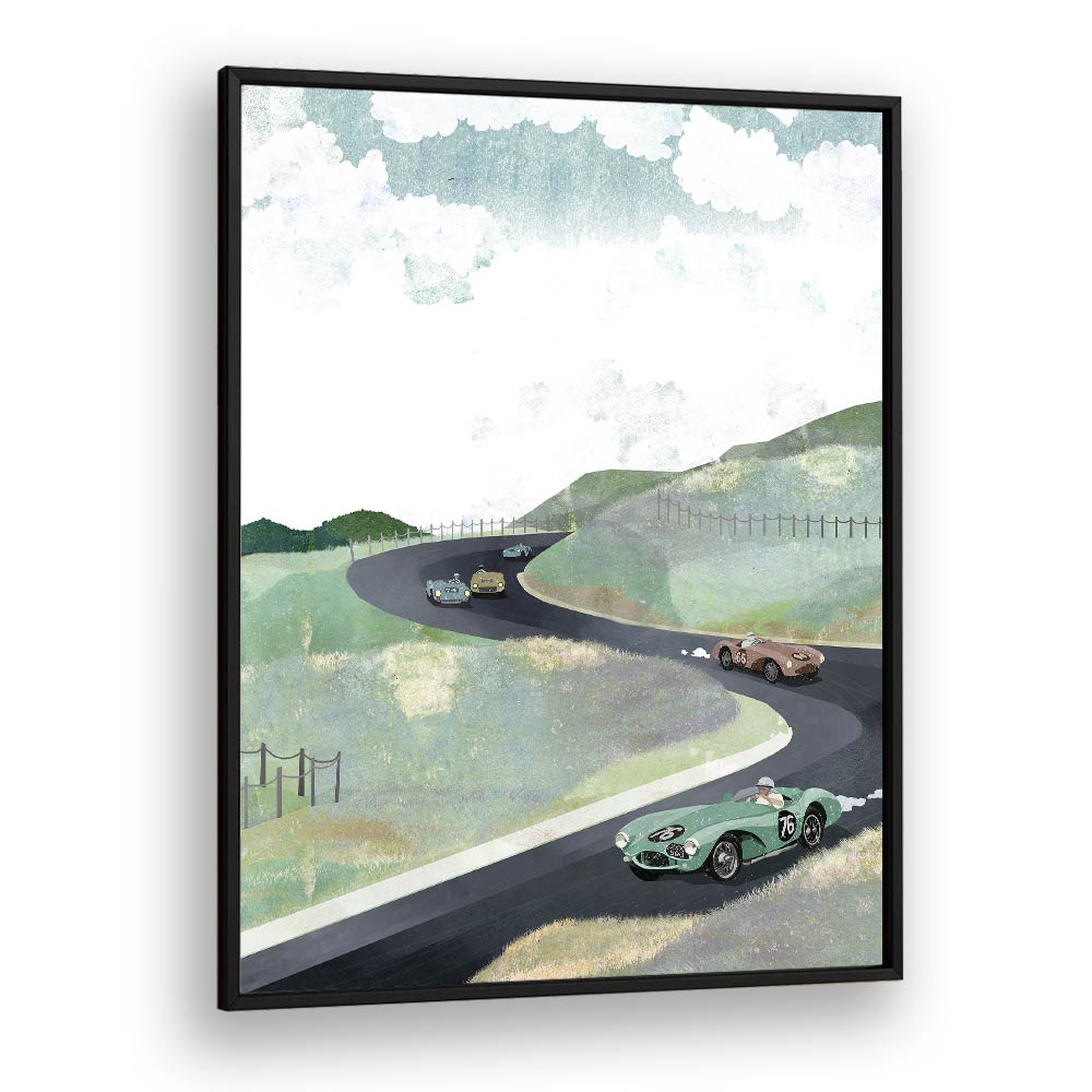 Zandvoort Circuit By Goed Blauw Landscape Art Prints in Black Plain Frame