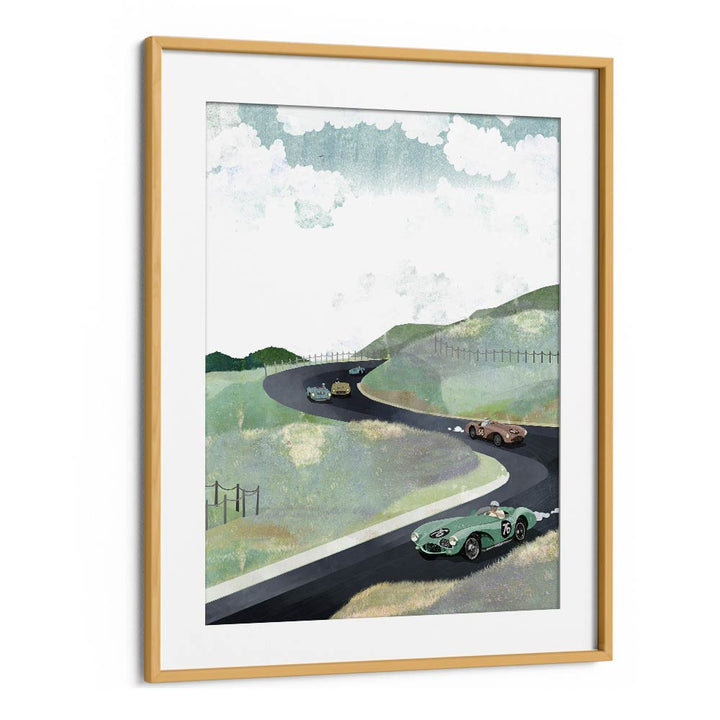 Zandvoort Circuit By Goed Blauw Landscape Art Prints in Oak Wood Frame With Mount