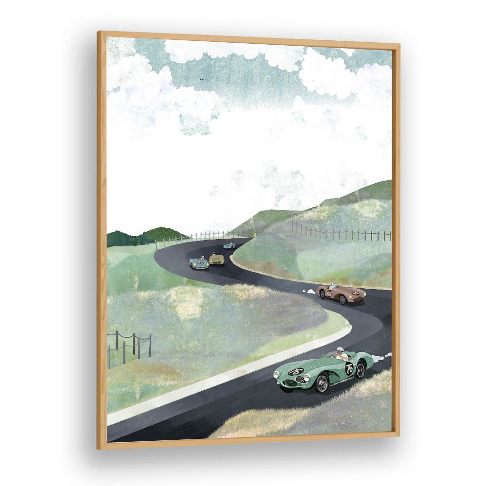 Zandvoort Circuit By Goed Blauw Landscape Art Prints in Oak Wood Plain Frame