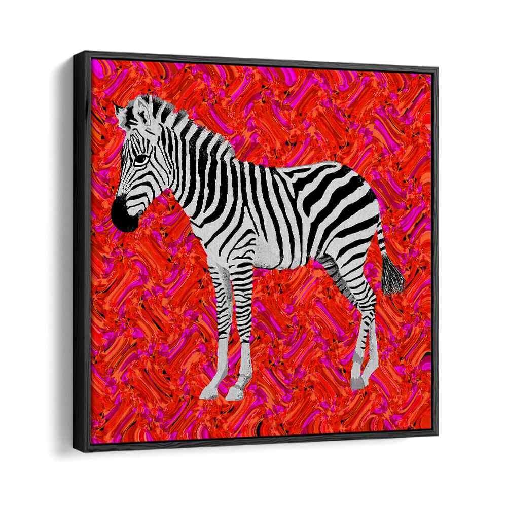 Zebra By Lynnda Rakos Pop Art Paintings Pop Art Prints in Black Floater Frame