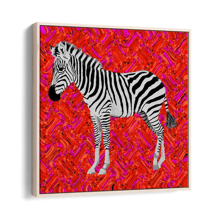 Zebra By Lynnda Rakos Pop Art Paintings Pop Art Prints in Oak Wood Floater Frame