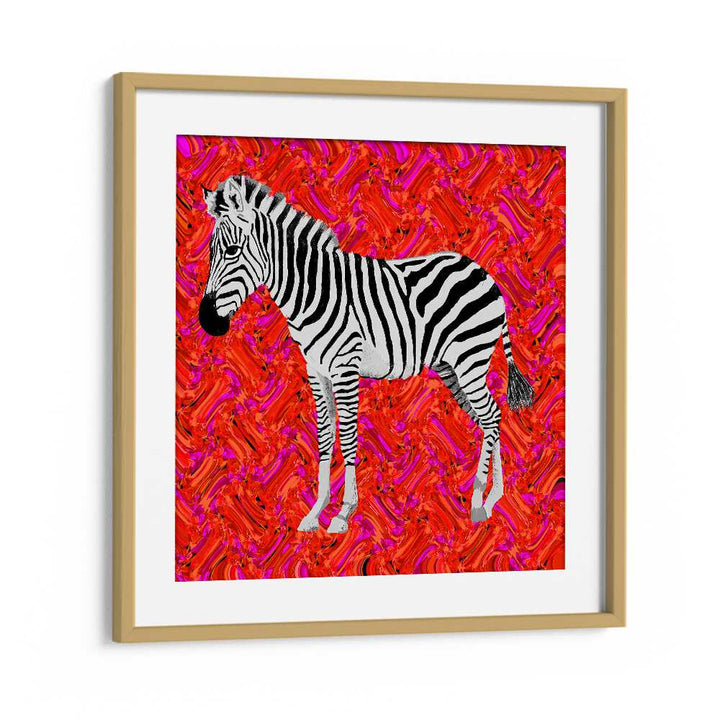 Zebra By Lynnda Rakos Pop Art Paintings Pop Art Prints in Oak Wood Frame With Mount