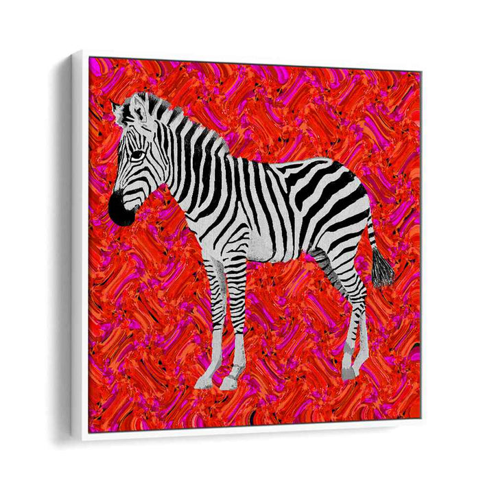 Zebra By Lynnda Rakos Pop Art Paintings Pop Art Prints in White Floater Frame