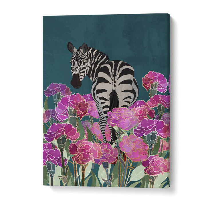 Zebra In A Field Of Flowers Kids Paintings in Gallery Wrap