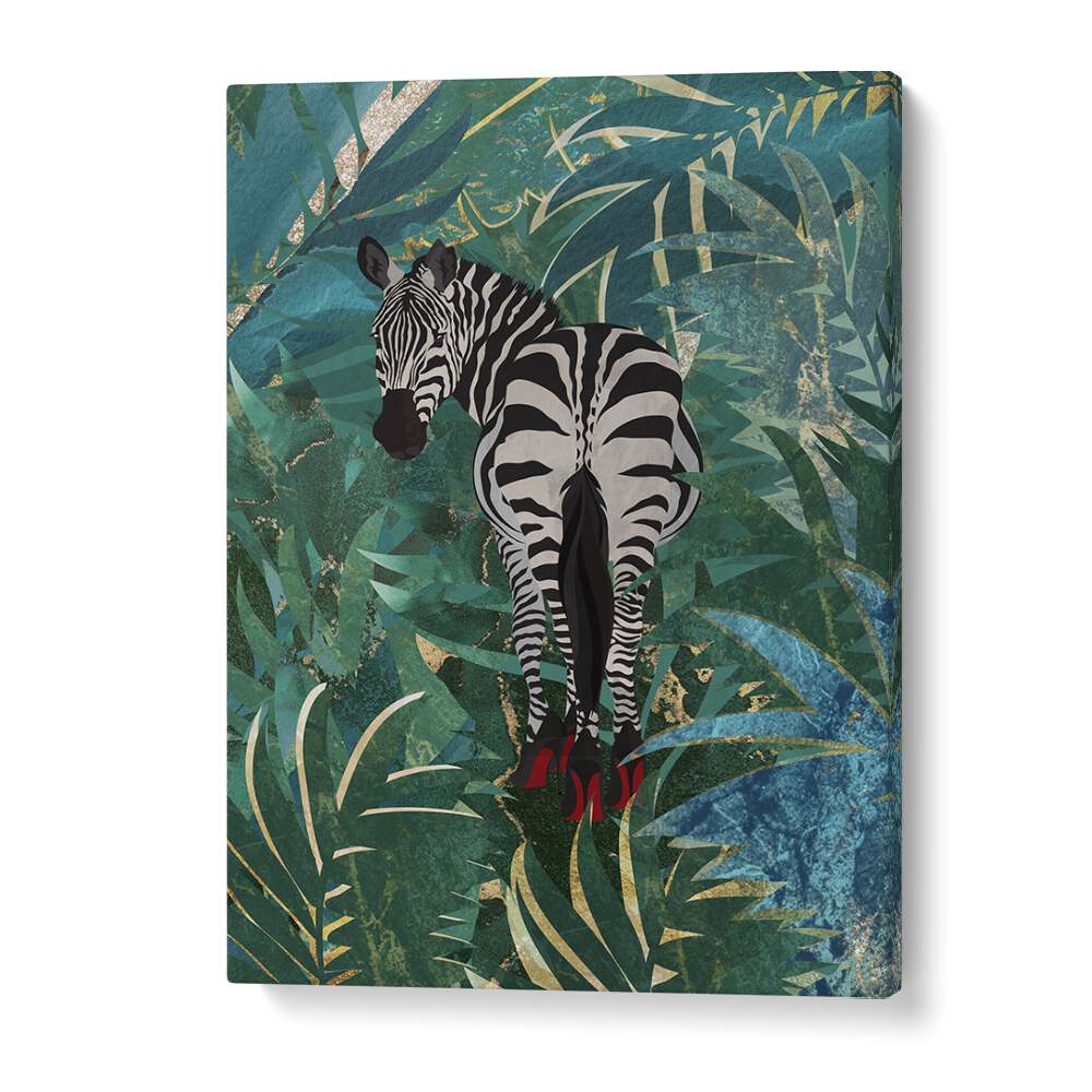 Zebra Wearing Heels In The Jungle By Sarah Manovski Wildlife Art Print in Gallery Wrap