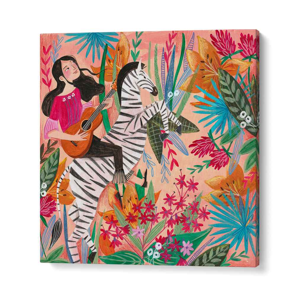 Zebra in the Jungle By Caroline Bonne Muller Women Illustration Paintings in Gallery Wrap