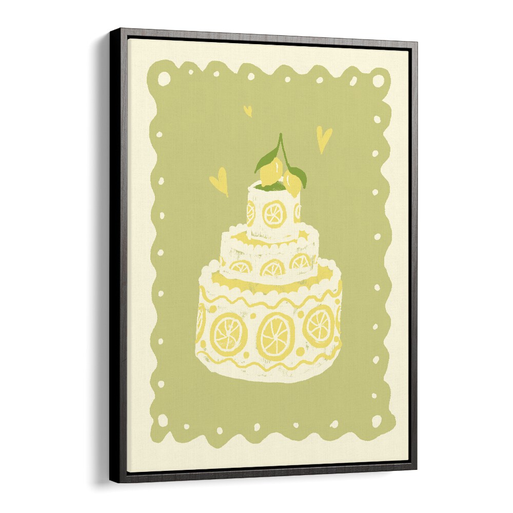 Zitronen Kuchen Up by Studio Dolci Kitchen Posters in Black Floater Frame