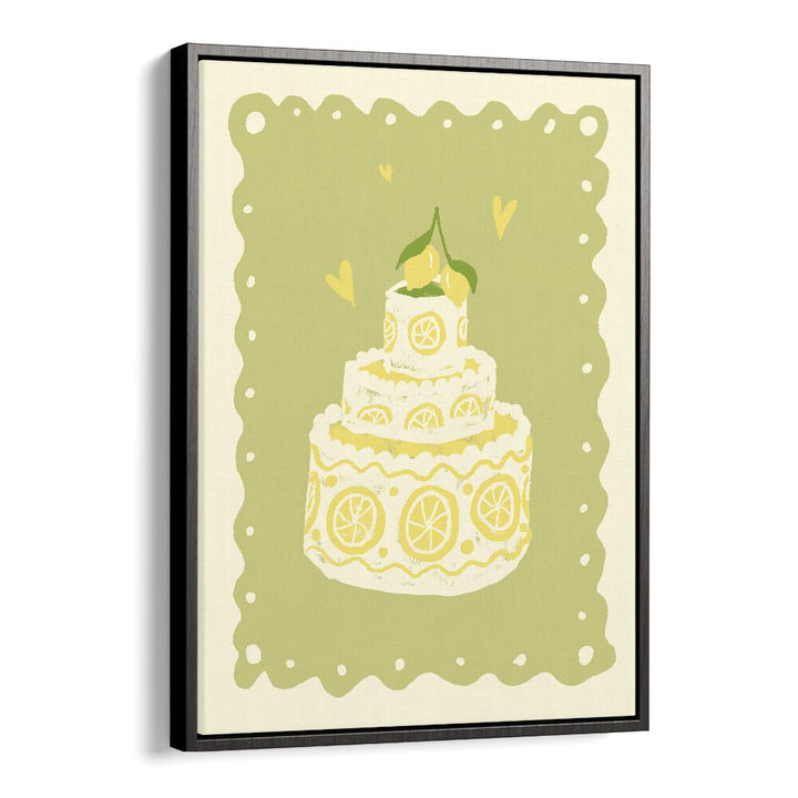 Zitronen Kuchen Up by Studio Dolci Kitchen Posters in Black Floater Frame