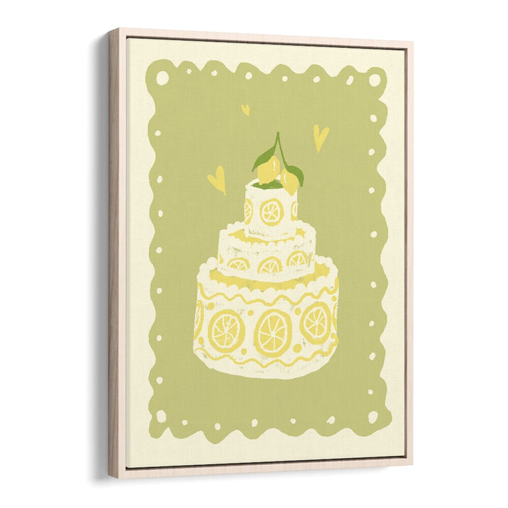 Zitronen Kuchen Up by Studio Dolci Kitchen Posters in Oak Wood Floater Frame