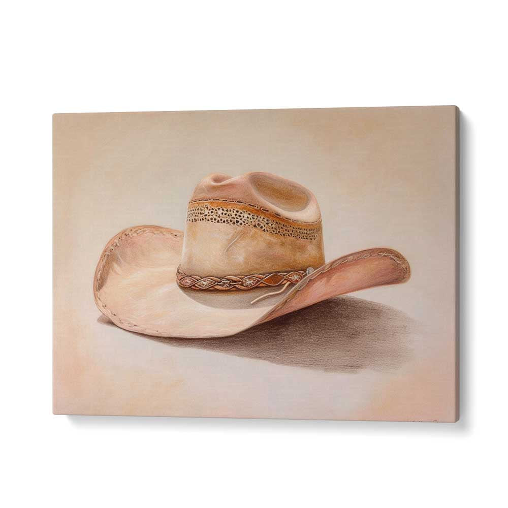 a beige hat III electric wall art prints in Gallery Wrap