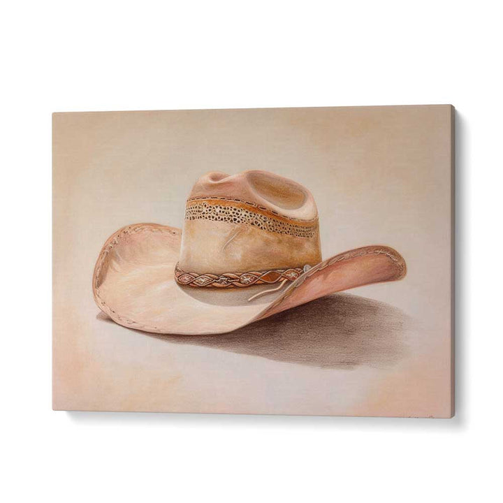 a beige hat III electric wall art prints in Gallery Wrap