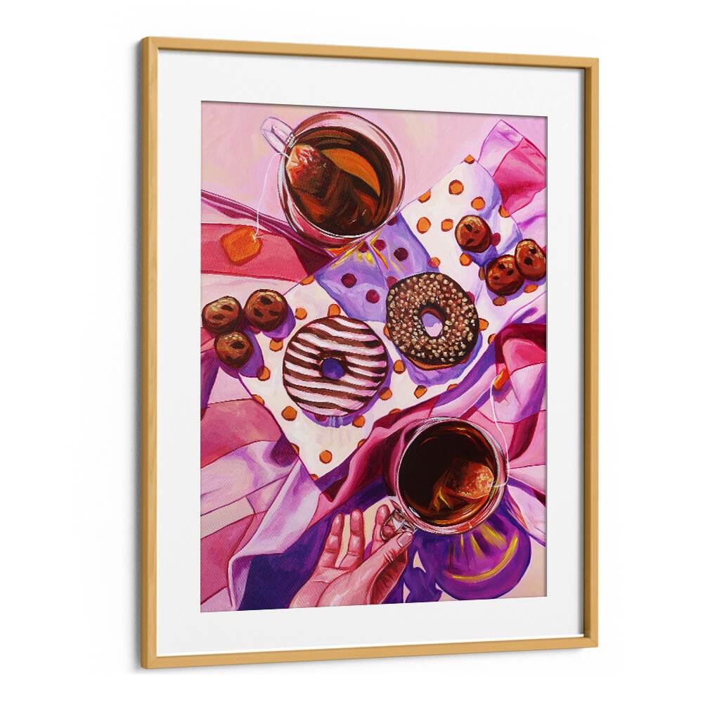  a cup of warmth kitchen posters in Oak Wood Frame With Mount