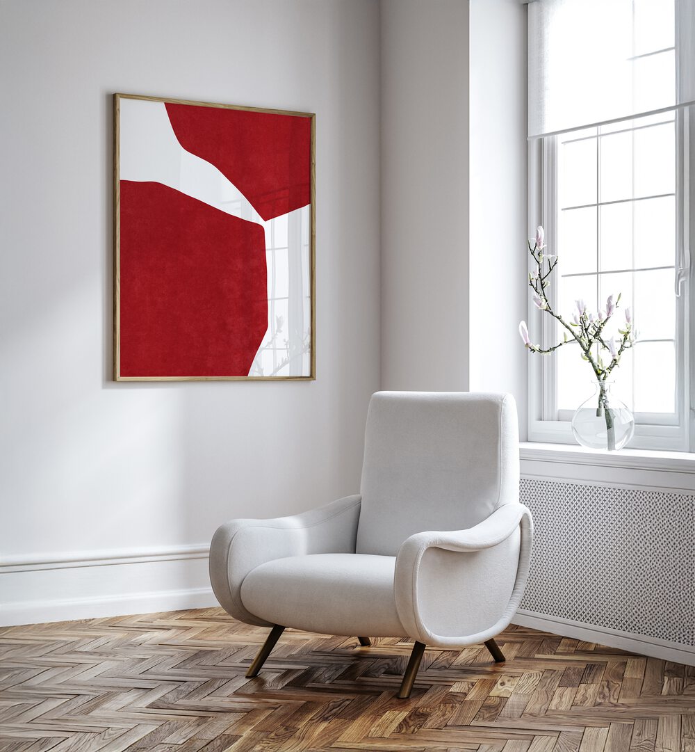 Stunning ABSTRACT RED ON WHITE, ABSTRACT PAINTINGS by Raissa Oltmanns enhance modern spaces with vibrant elegance.