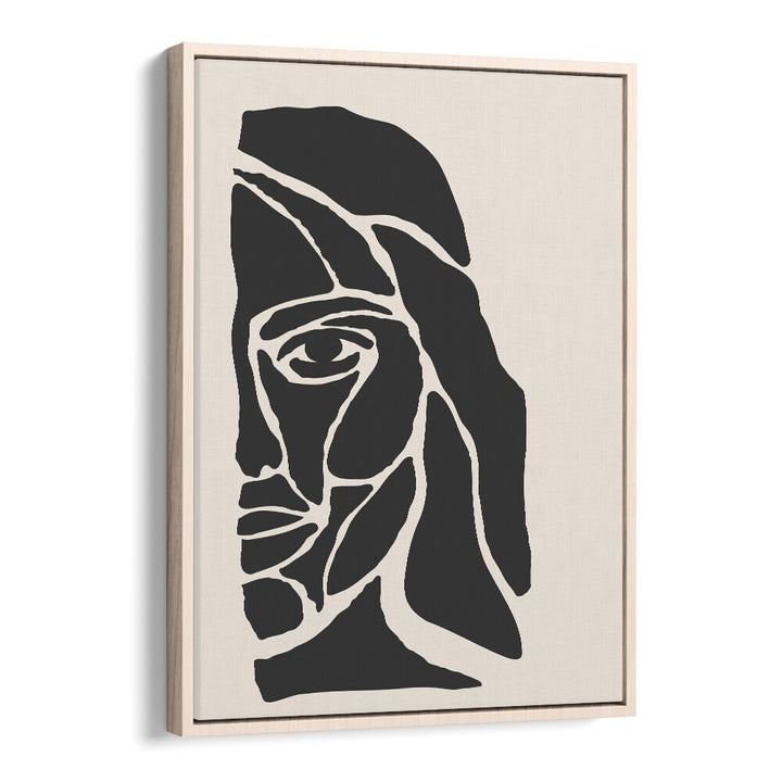 abstract face series i by jay stanley portrait art prints wallart prints in Oak Wood Floater Frame