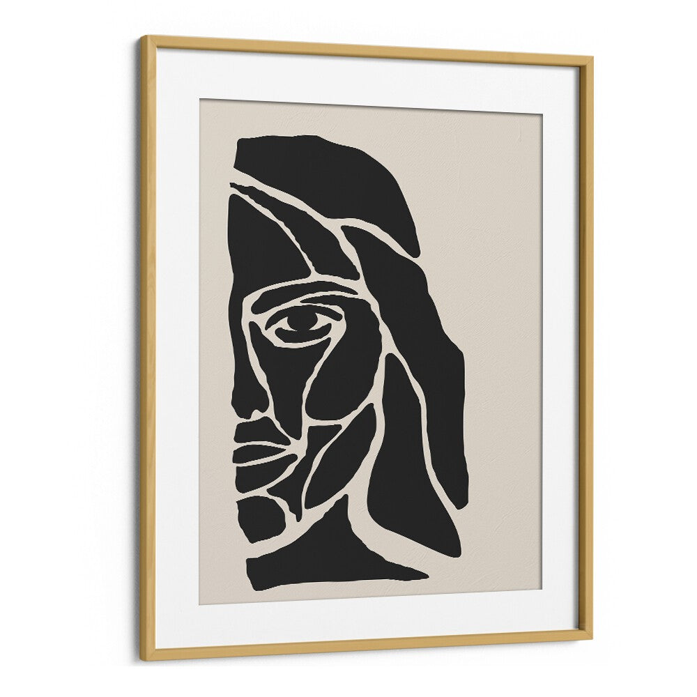 abstract face series i by jay stanley portrait art prints wallart prints in Oak Wood Frame With Mount