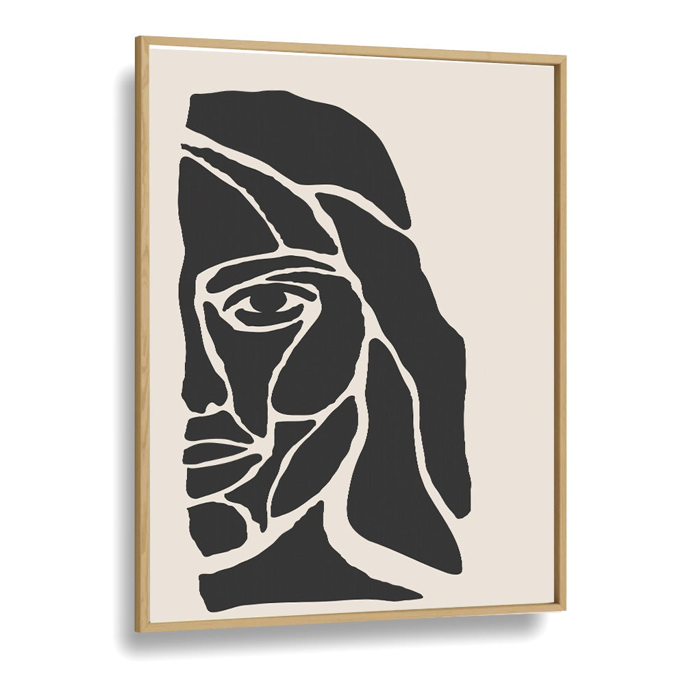 abstract face series i by jay stanley portrait art prints wallart prints in Oak Wood Plain Frame