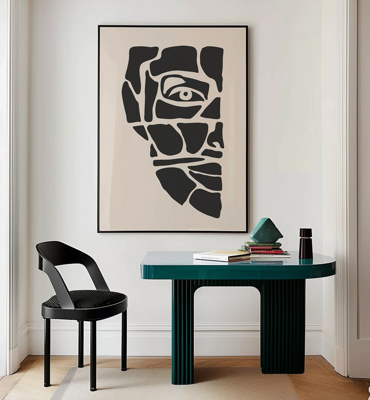 abstract face series iii by jay stanley  portrait art prints Artwork II placed on a wall