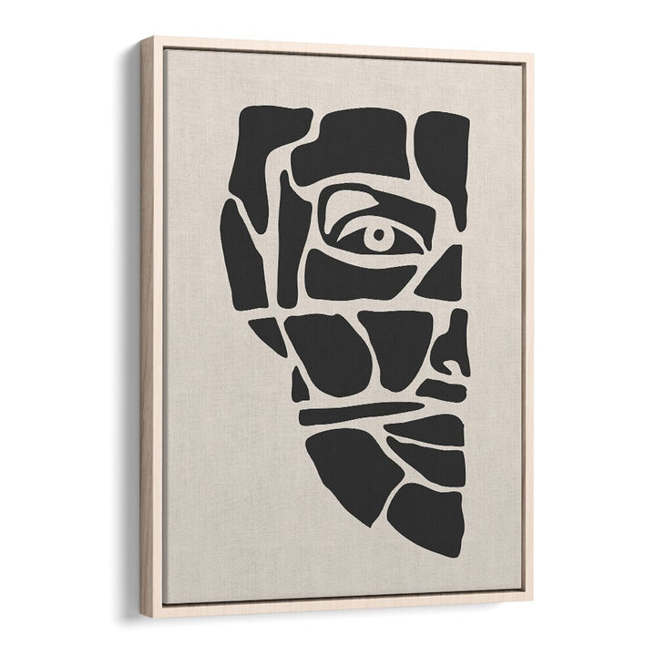 abstract face series iii by jay stanley  portrait art prints in Oak Wood Floater Frame