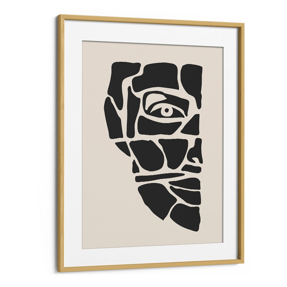 abstract face series iii by jay stanley  portrait art prints in Oak Wood Frame With Mount