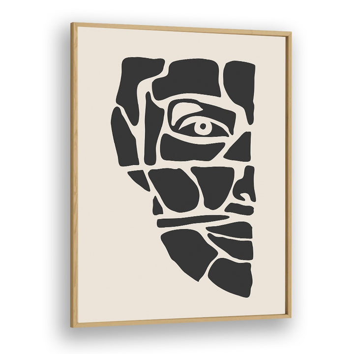 abstract face series iii by jay stanley  portrait art prints in Oak Wood Plain Frame