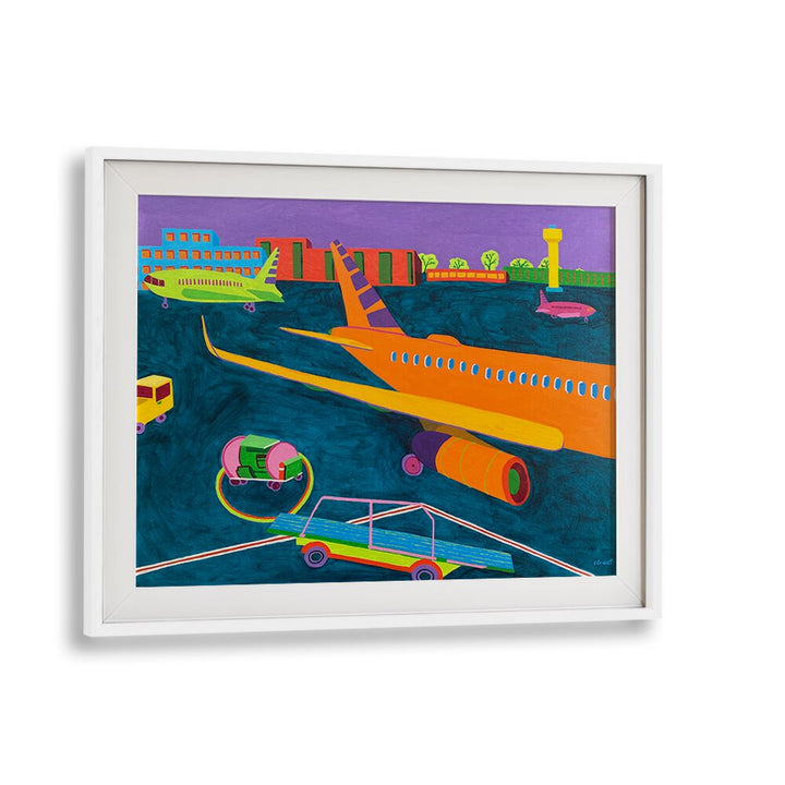 airport landscape art prints in White Frame With Mount