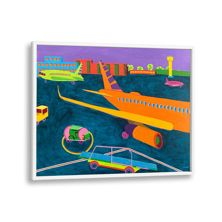 airport landscape art prints in White Plain Frame