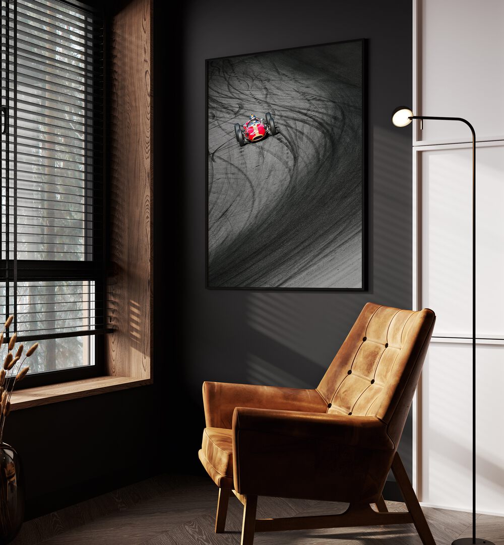 alfa 37 car poster Artwork placed near chair