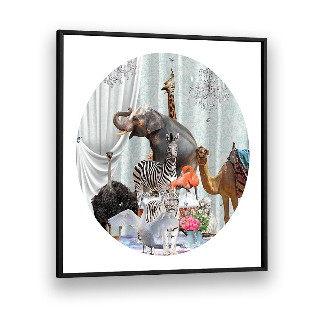 all together in bubbles by sue skellern wildlife posters wildlife paintings in Black Plain Frame