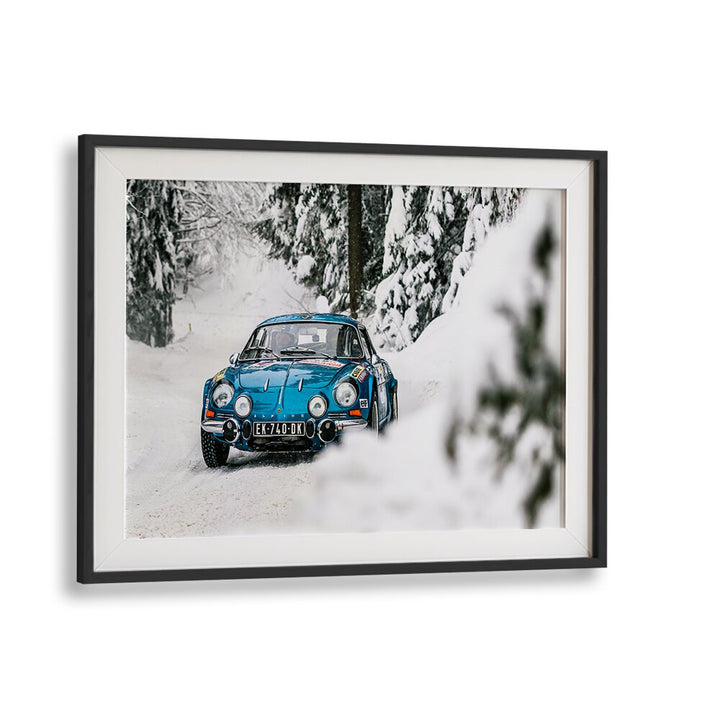 alpine a110 car poster in Black Frame With Mount