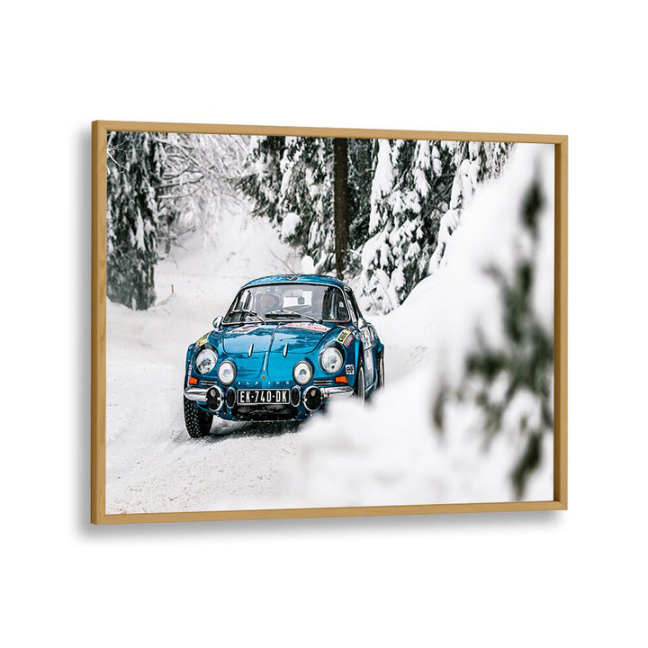 alpine a110 car poster in Oak Wood Plain Frame
