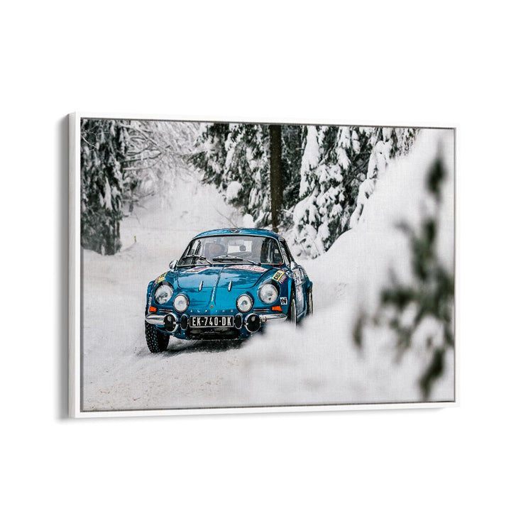 alpine a110 car poster in White Floater Frame