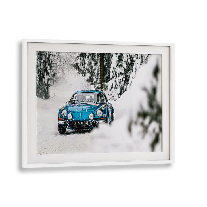 alpine a110 car poster in White Frame With Mount