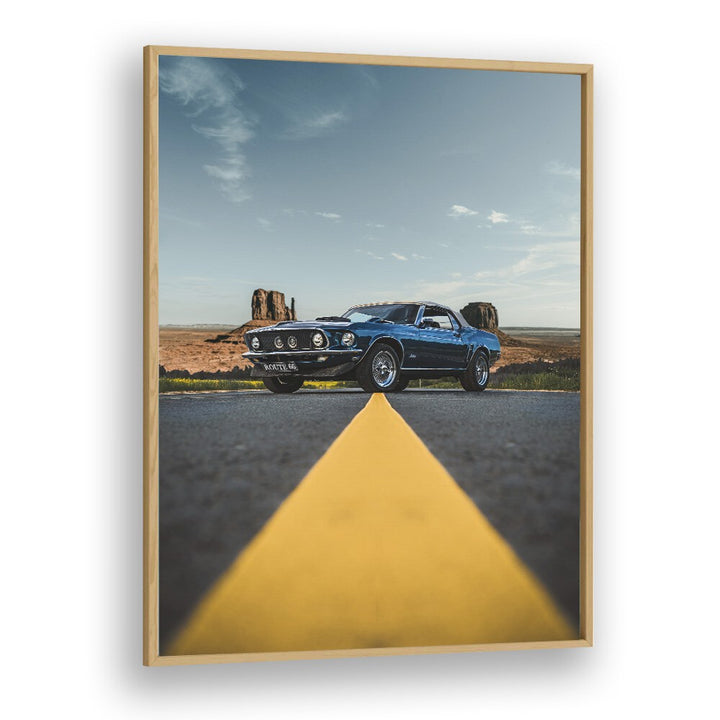 american horsepower car poster in Oak Wood Plain Frame