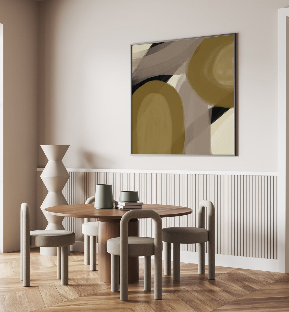 amica gold by yopie studio abstract art paintings Artwork II placed on a wall