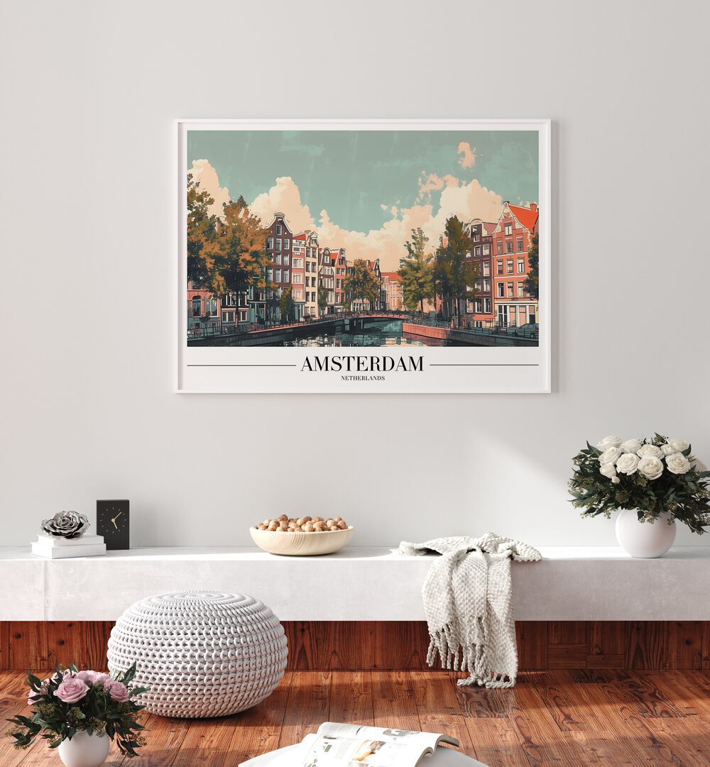 amsterdam I travel posters Artwork III placed on a Wall 