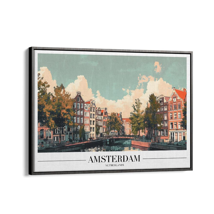 amsterdam I travel posters in Black Floater Frame