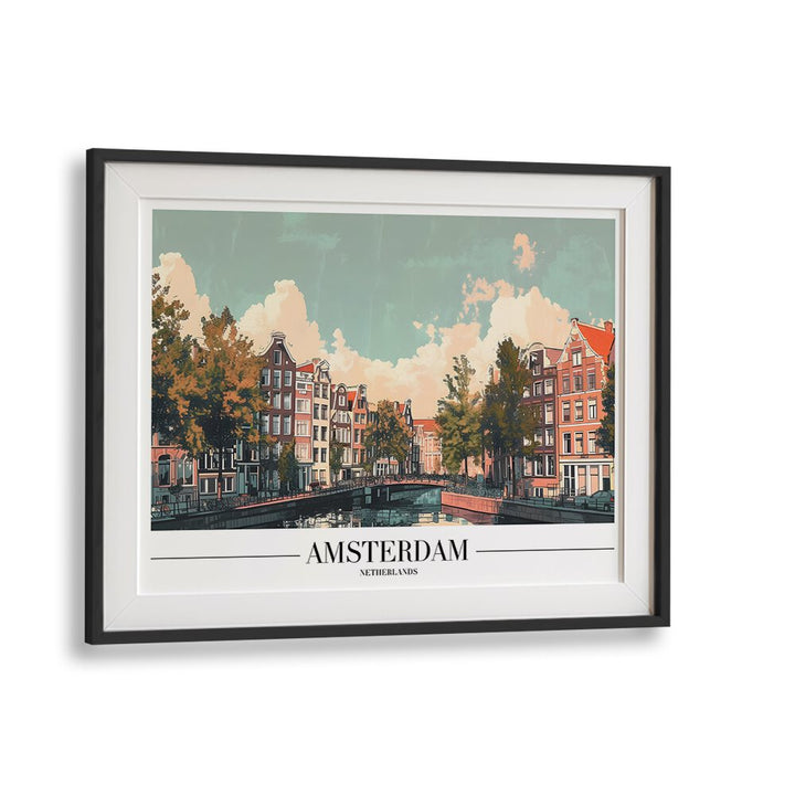 amsterdam I travel posters in Black Frame With Mount