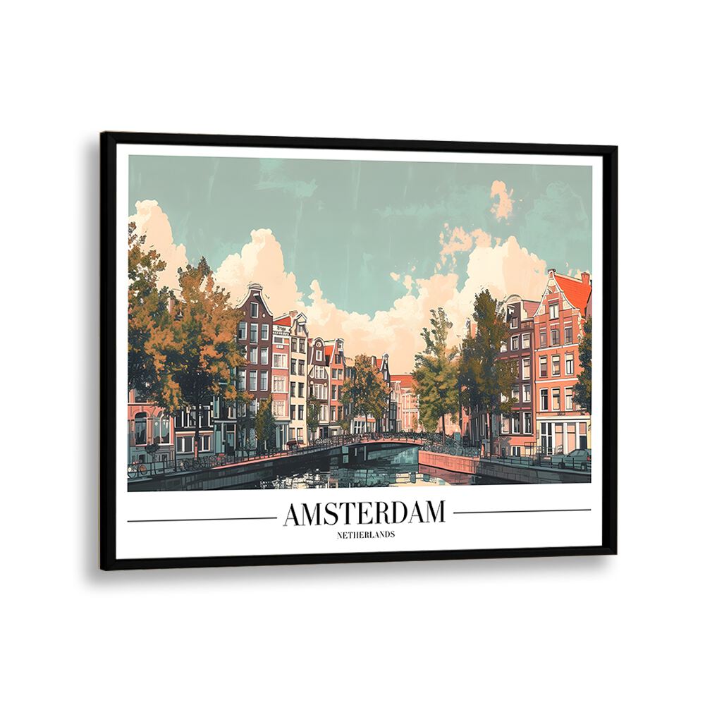 amsterdam I travel posters in Black Plain Frame