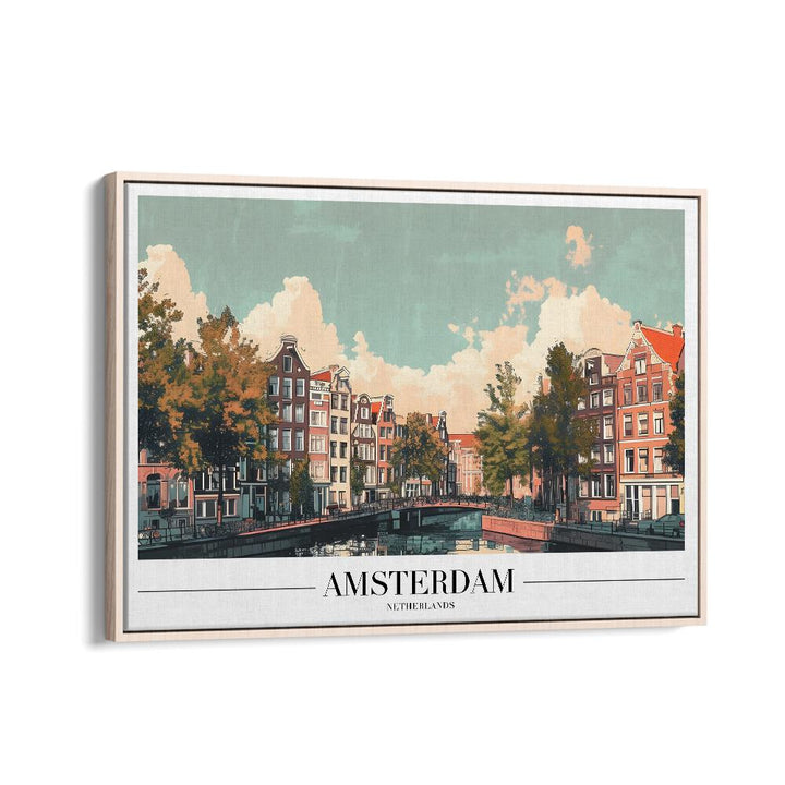 amsterdam I travel posters in Oak Wood Floater Frame