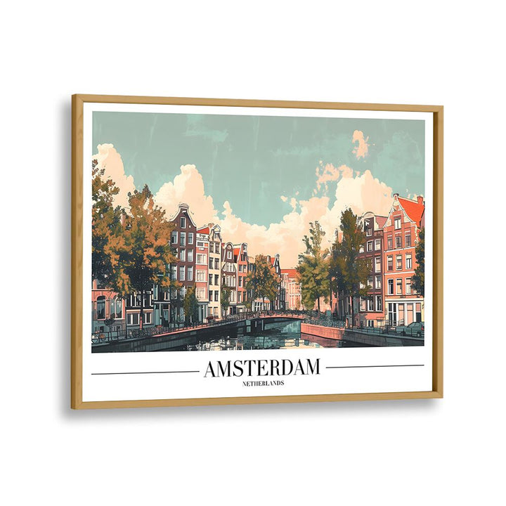 amsterdam I travel posters in Oak Wood Plain Frame