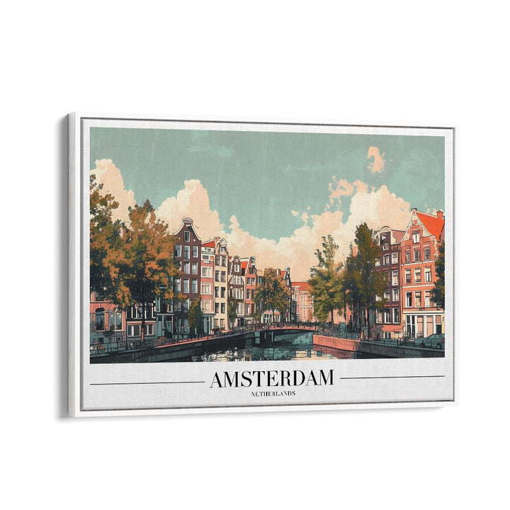 amsterdam I travel posters in White Floater Frame