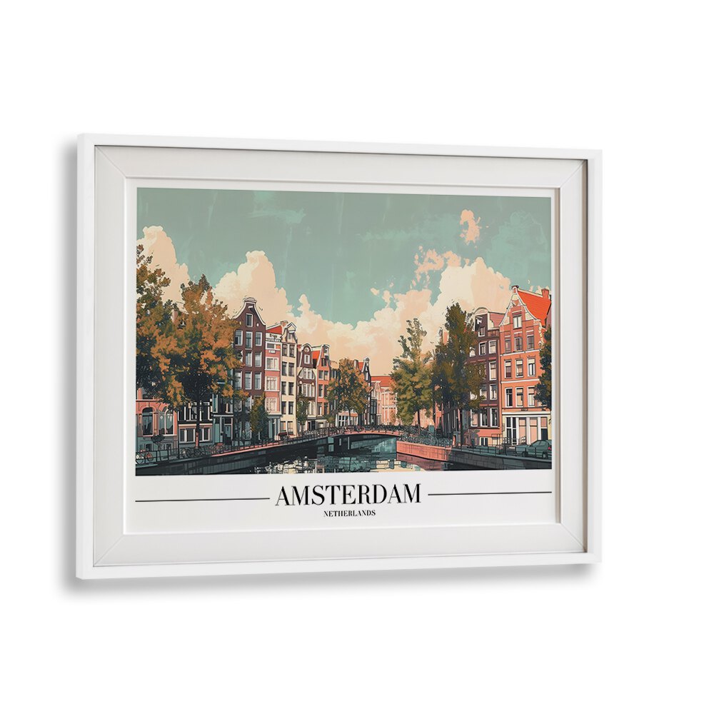 amsterdam I travel posters in White Frame With Mount