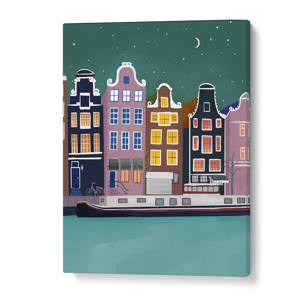 amsterdam by night by petra lidze kids room paintings in Gallery Wrap